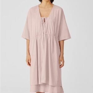 Eileen Fisher Pink Slubby Organic Cotton V-Neck Kimono Sleep Robe Size L/XL